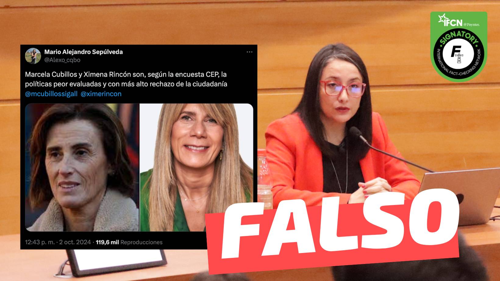 You are currently viewing “Marcela Cubillos y Ximena Rincón son, según la encuesta CEP, la políticas peor evaluadas y con más alto rechazo de la ciudadanía”: #Falso