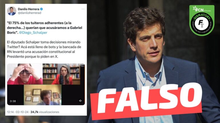 Read more about the article Diego Schalper dijo: “El 75% de los tuiteros adherentes (a la derecha) querían que acusáramos a Gabriel Boric”: #Falso