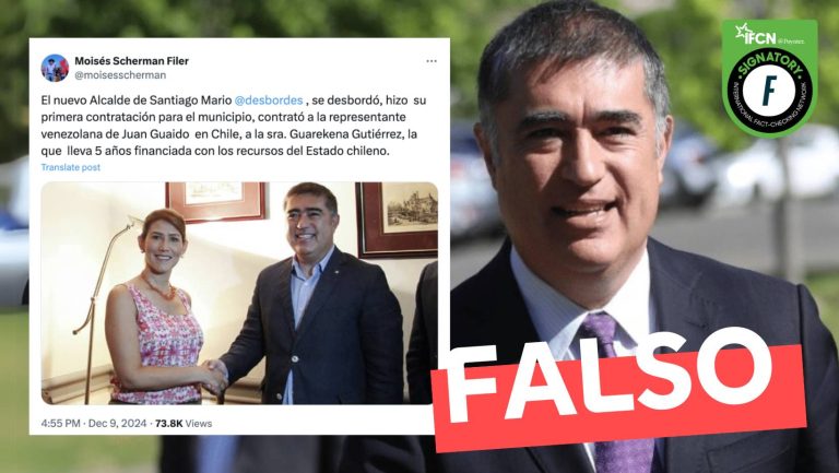 Lee más sobre el artículo (Imagen) “El nuevo Alcalde de Santiago Mario Desbordes contrató a la representante venezolana de Juan Guaidó en Chile, Guarequena Gutiérrez”: #Falso