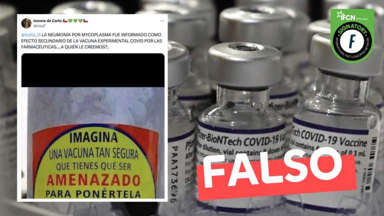 Lee más sobre el artículo “La neumonía mycoplasma fue informada como efecto secundario de la vacuna covid”: #Falso