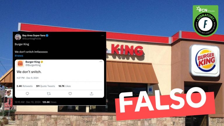 Lee más sobre el artículo (Imagen) Tras el arresto de Luigi Mangione, Burger King publicó “Nosotros no delatamos”: #Falso