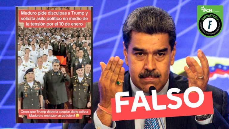 Lee más sobre el artículo “Maduro pide disculpas a Trump y solicita asilo político en medio de la tensión por el 10 de enero”: #Falso