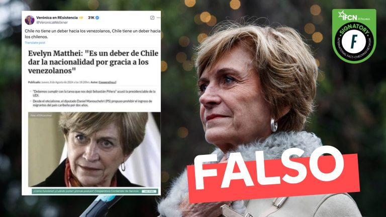 Lee más sobre el artículo (Imagen) Evelyn Matthei dijo: “Es un deber de Chile dar nacionalidad por gracia a los venezolanos”: #Falso