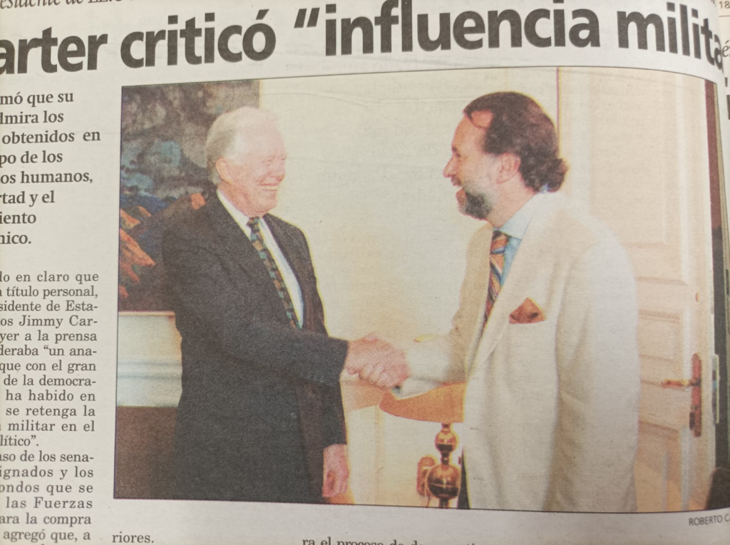 Jimmy Carter. Foto de La Tercera del 17 de enero de 1997.