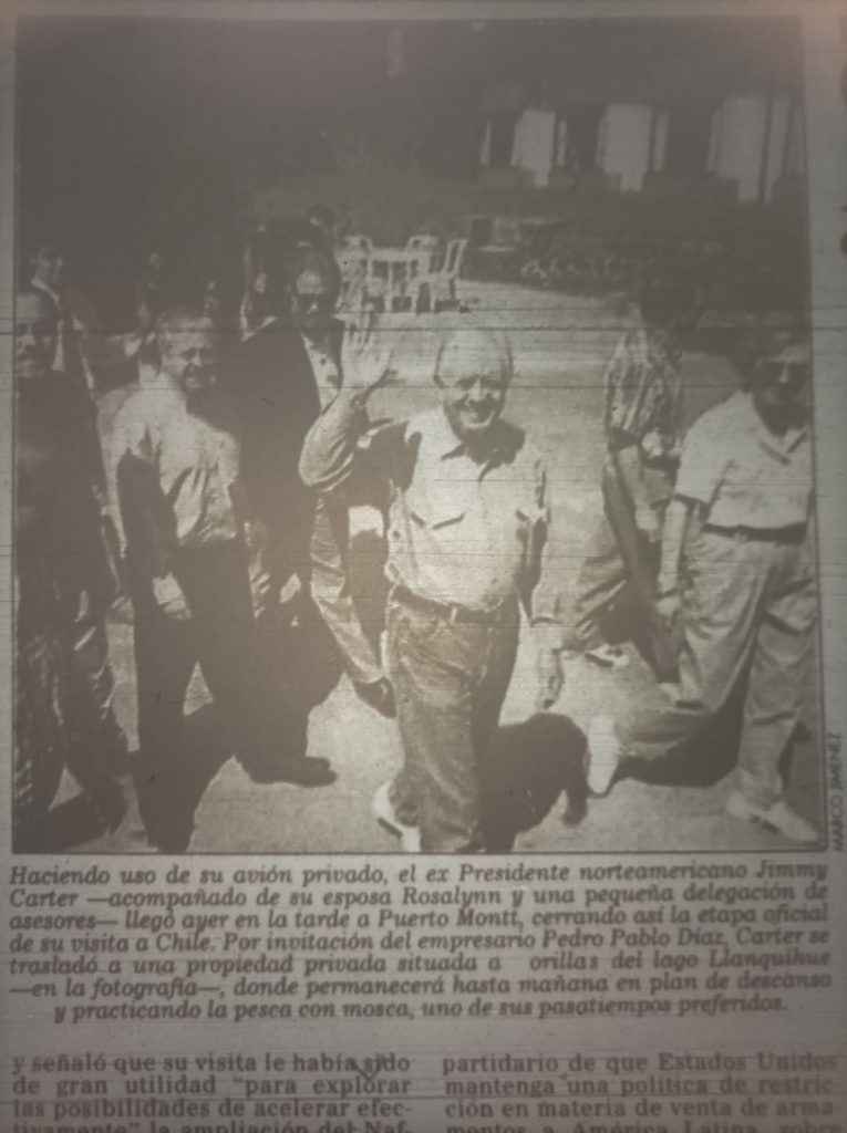 Jimmy Carter en Chile. Foto de El Mercurio del 18 de enero de 1997.