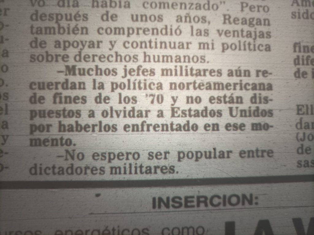 Entrevista a Jimmy Carter en El Mercurio, 1997.