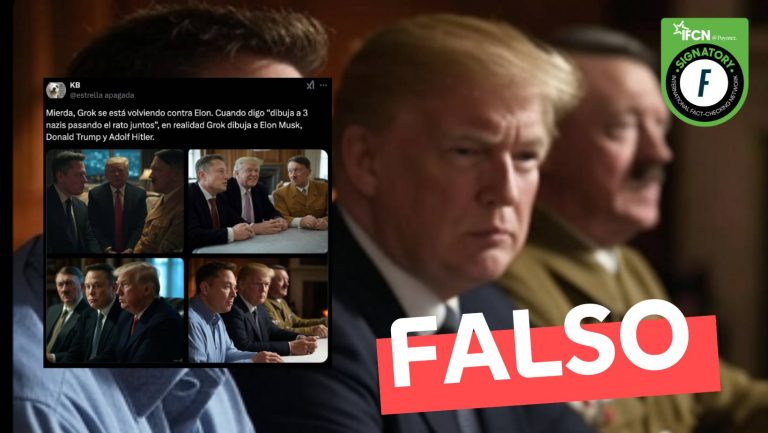 Lee más sobre el artículo “Cuando digo ‘dibuja a 3 nazis pasando el rato juntos’, en realidad Grok dibuja a Elon Musk, Donald Trump y Adolf Hitler”: #Falso