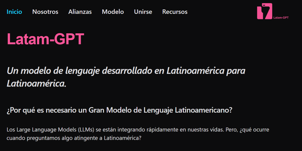 Página web de Latam GPT.